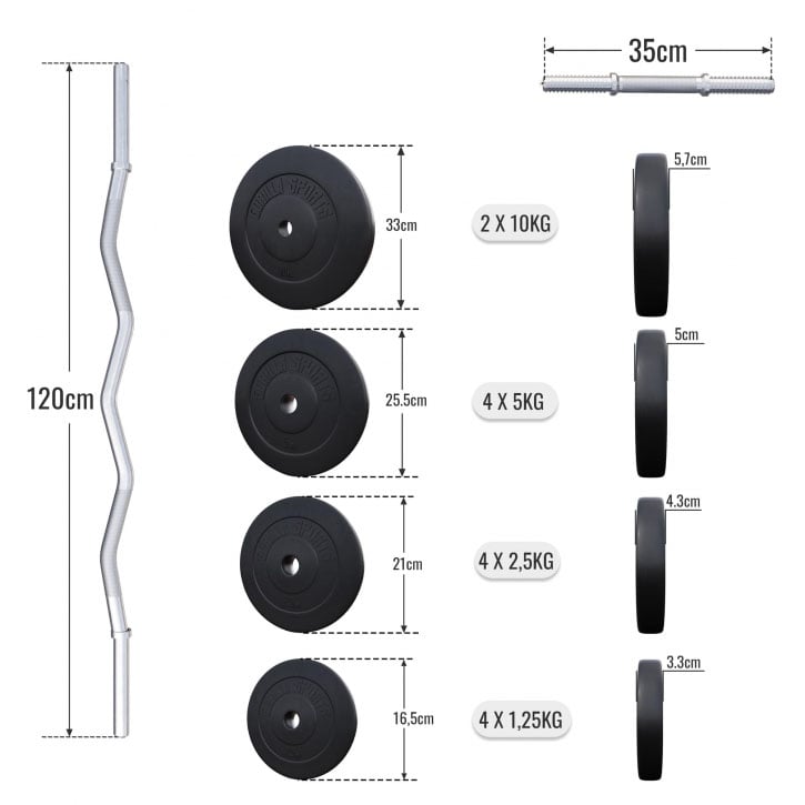 Curlstång Hantlar BASIC Fjäder 70kg