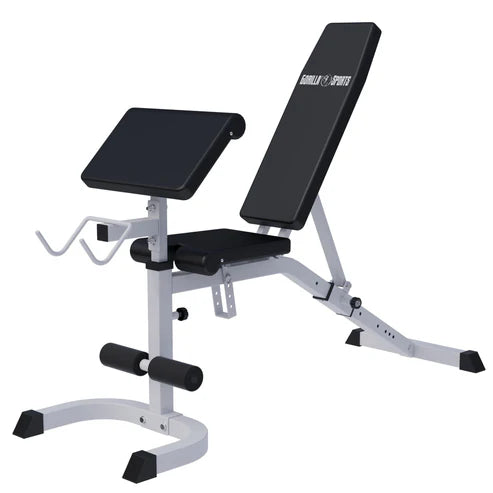 Träningsbänk Multibänk Biceps, sit up Vit