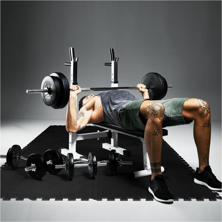 Bänkpress BLACK Skivstång Curlstång Hantelset Golv 100kg