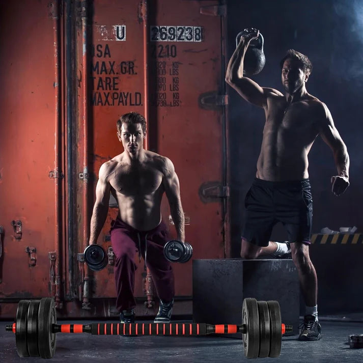 Skivstångspaket MOVIT 30kg - Skivstång, Kettlebells & Hantlar