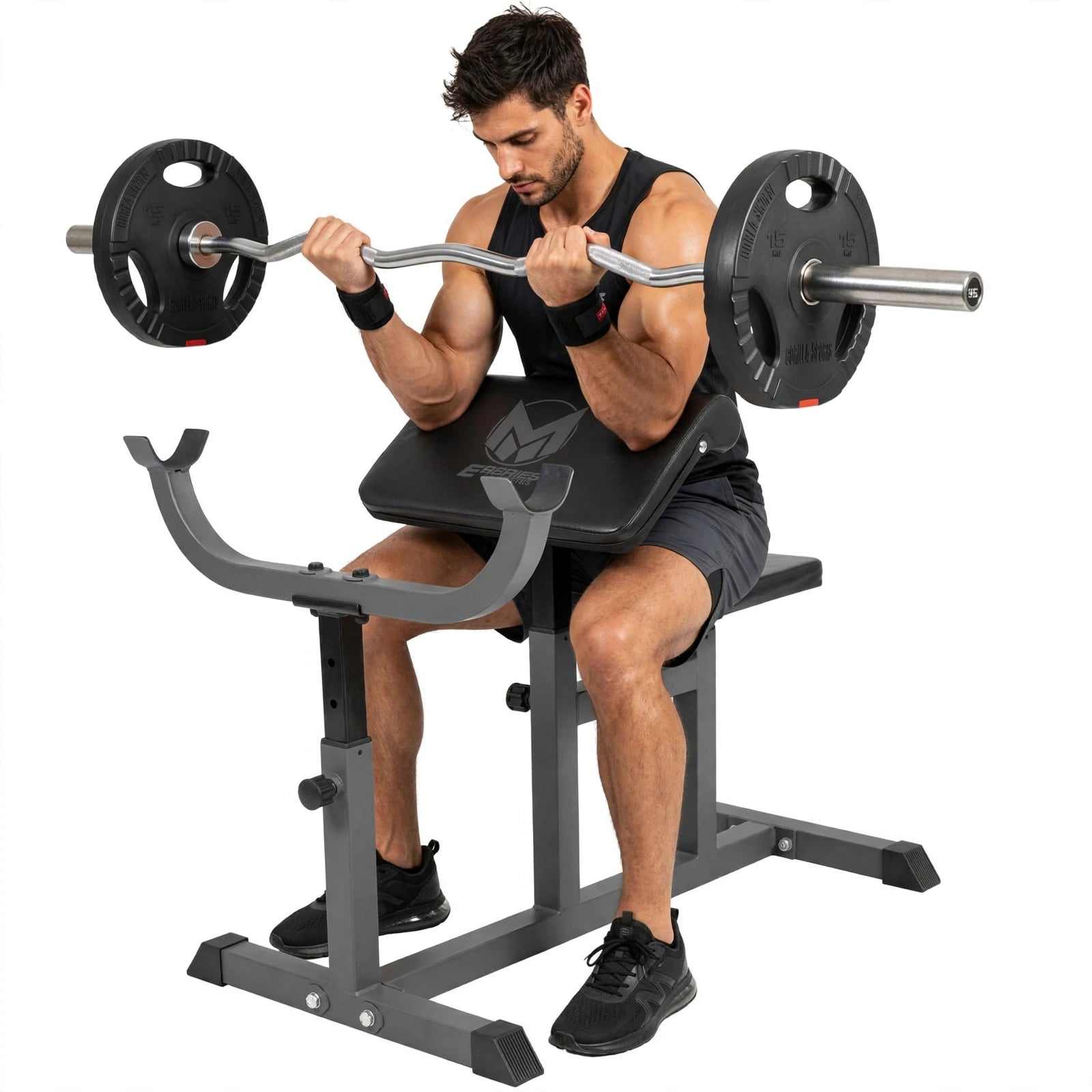 Preacher Curl E Series Curlbänk från Gorilla Sports