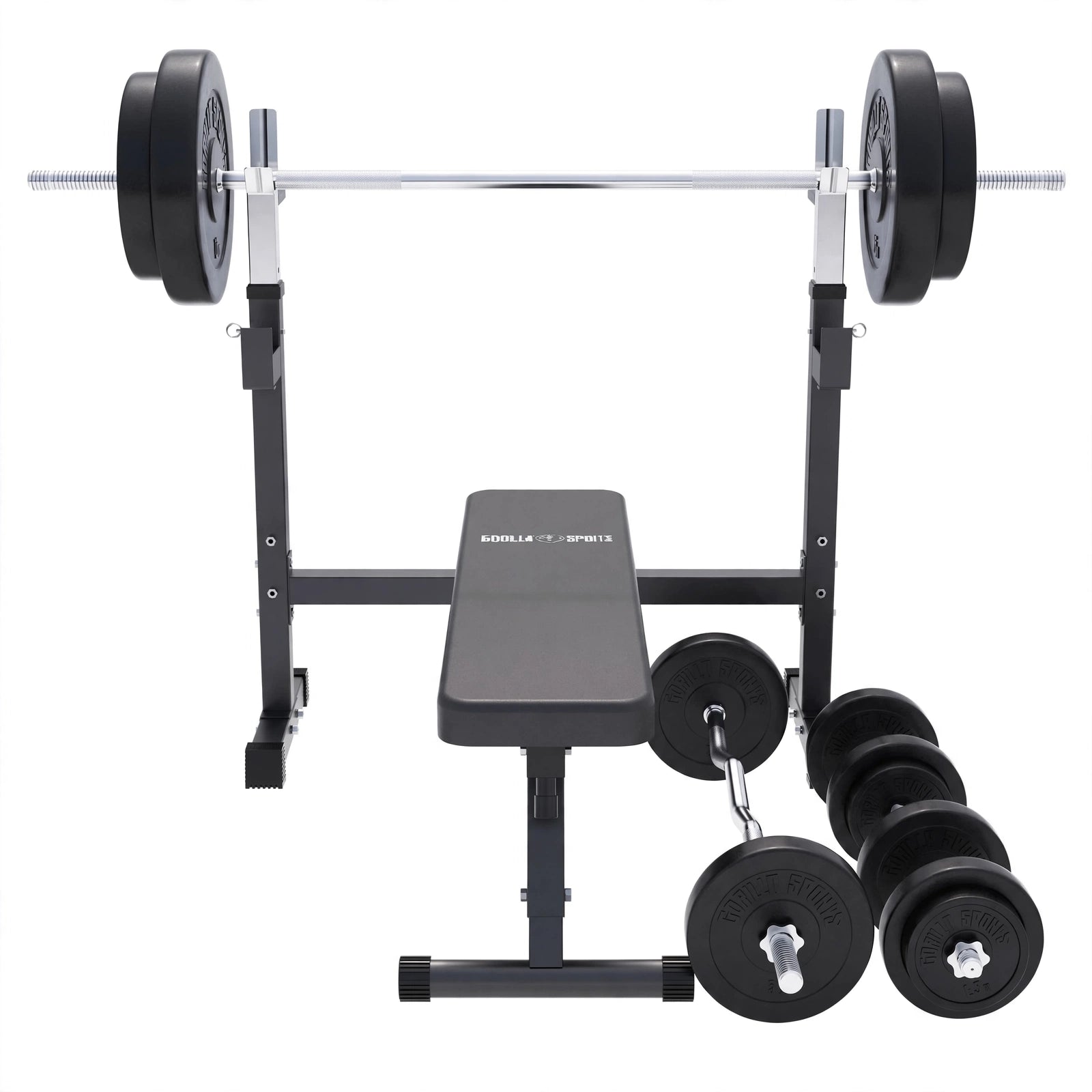 Bänkpress 2.0 BLACK Skivstång Curlstång Hantlar 100kg