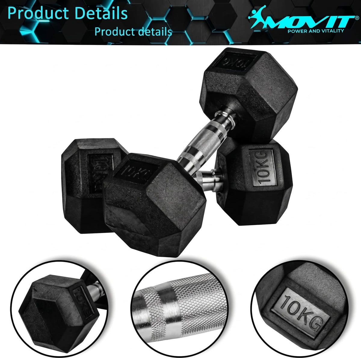 Hexagonhantlar Movit 2-30kg