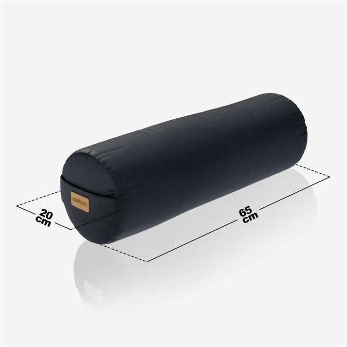 Svart yoga bolster från gorilla sports med mått
