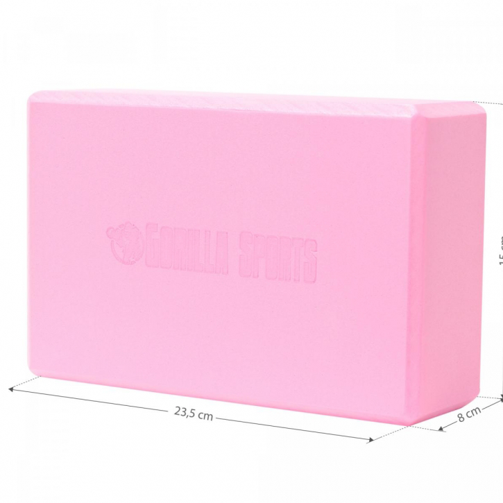 Yoga block från Gorilla Sports - Rosa - Med mått
