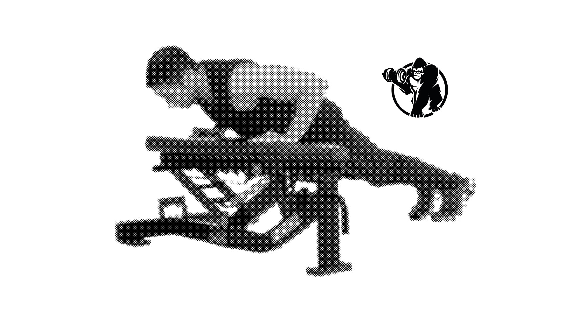 En illustration av en man som tränar push ups med en träningsbänk