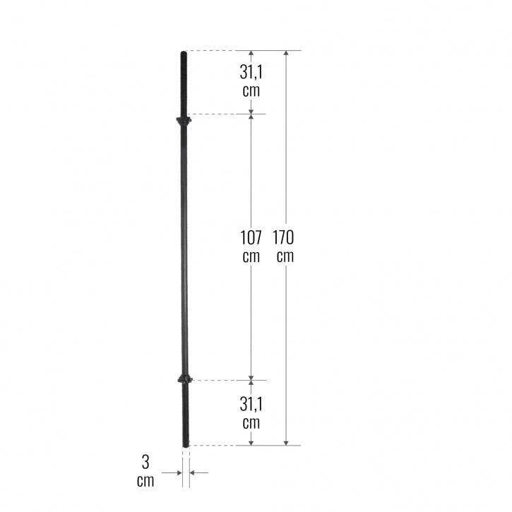Skivstång 170cm BLACK Stjärnlås 30mm