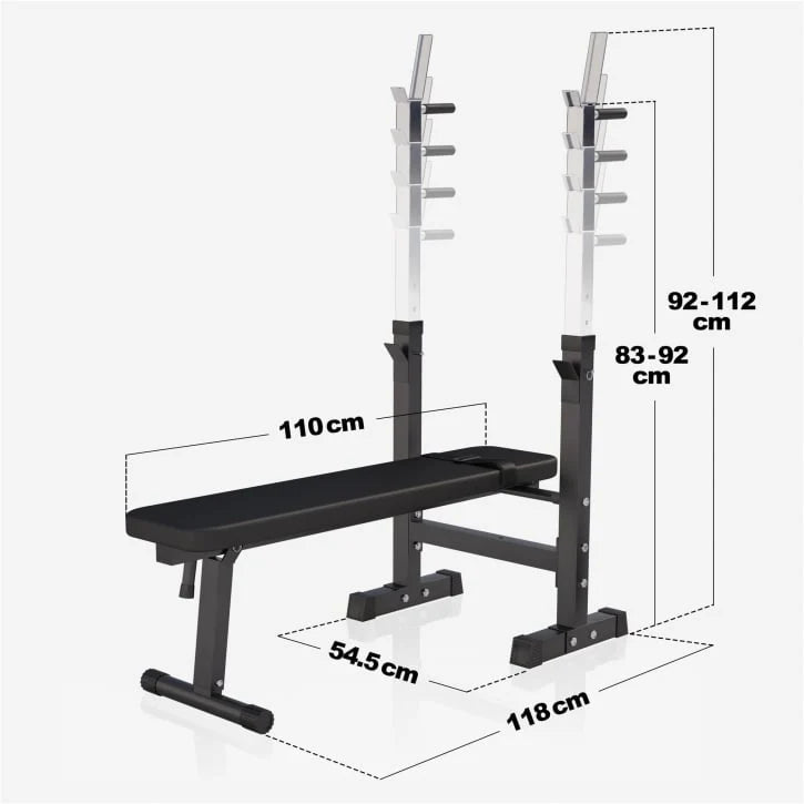 Bänkpress BLACK/WHITE Skivstång 60kg Gymgolv