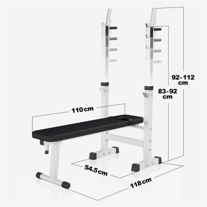 Bänkpress WHITE Skivstång Curlstång Hantelset 100kg