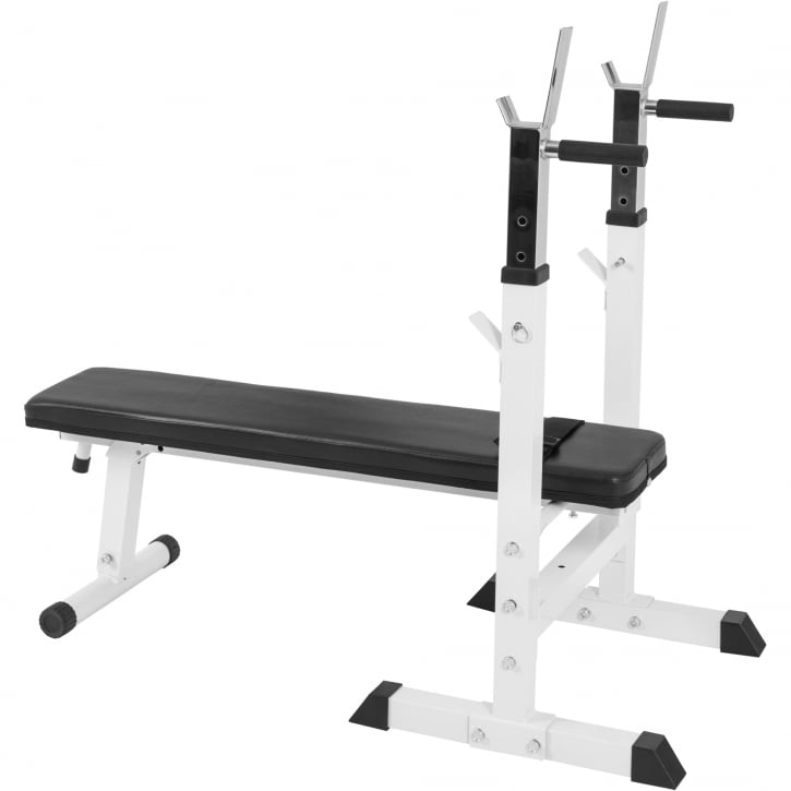 Bänkpress WHITE Skivstång Curlstång Hantelset Golv 100kg