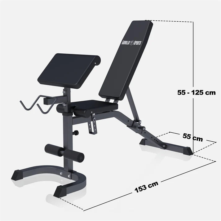 Träningsbänk Multibänk Biceps, sit up Svart