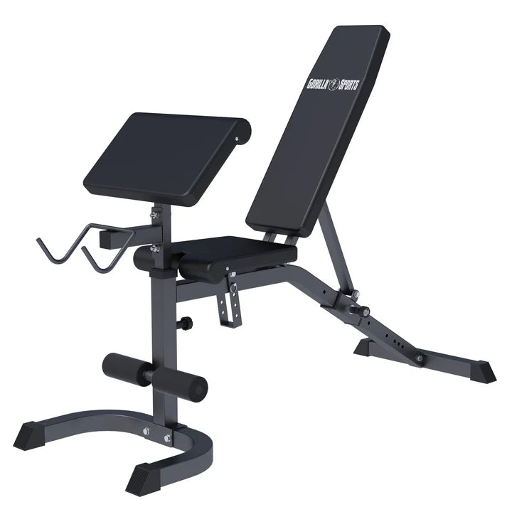 Träningsbänk Multibänk Biceps, sit up Svart