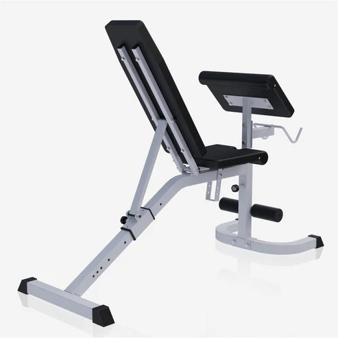 Träningsbänk Multibänk Biceps, sit up Vit