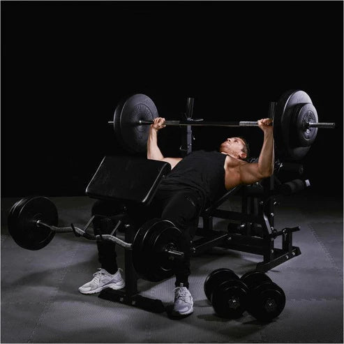Multigym BASIC Black 100kg Viktpaket Lats Gymgolv