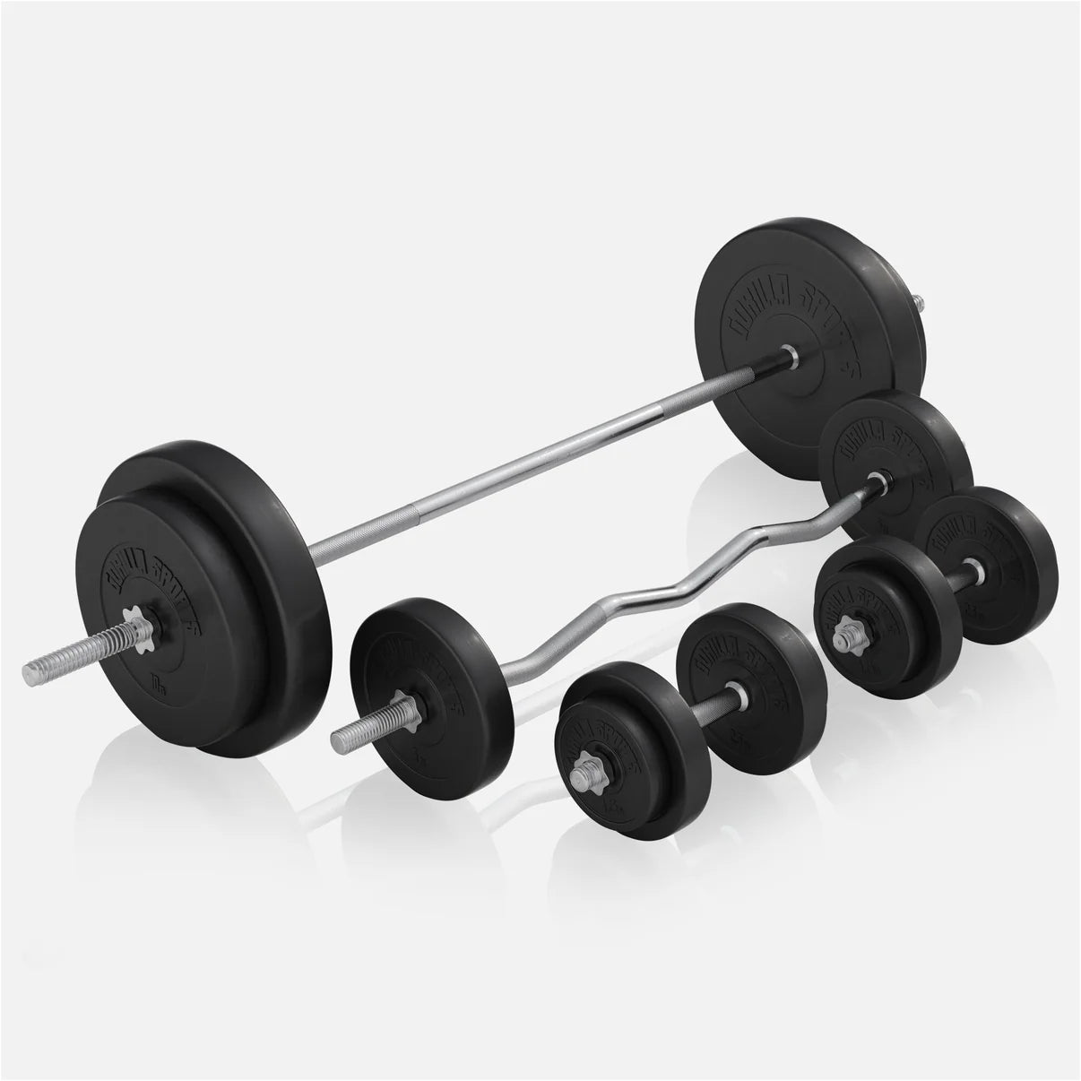 Bänkpress 2.0 BLACK Skivstång Curlstång Hantlar 100kg