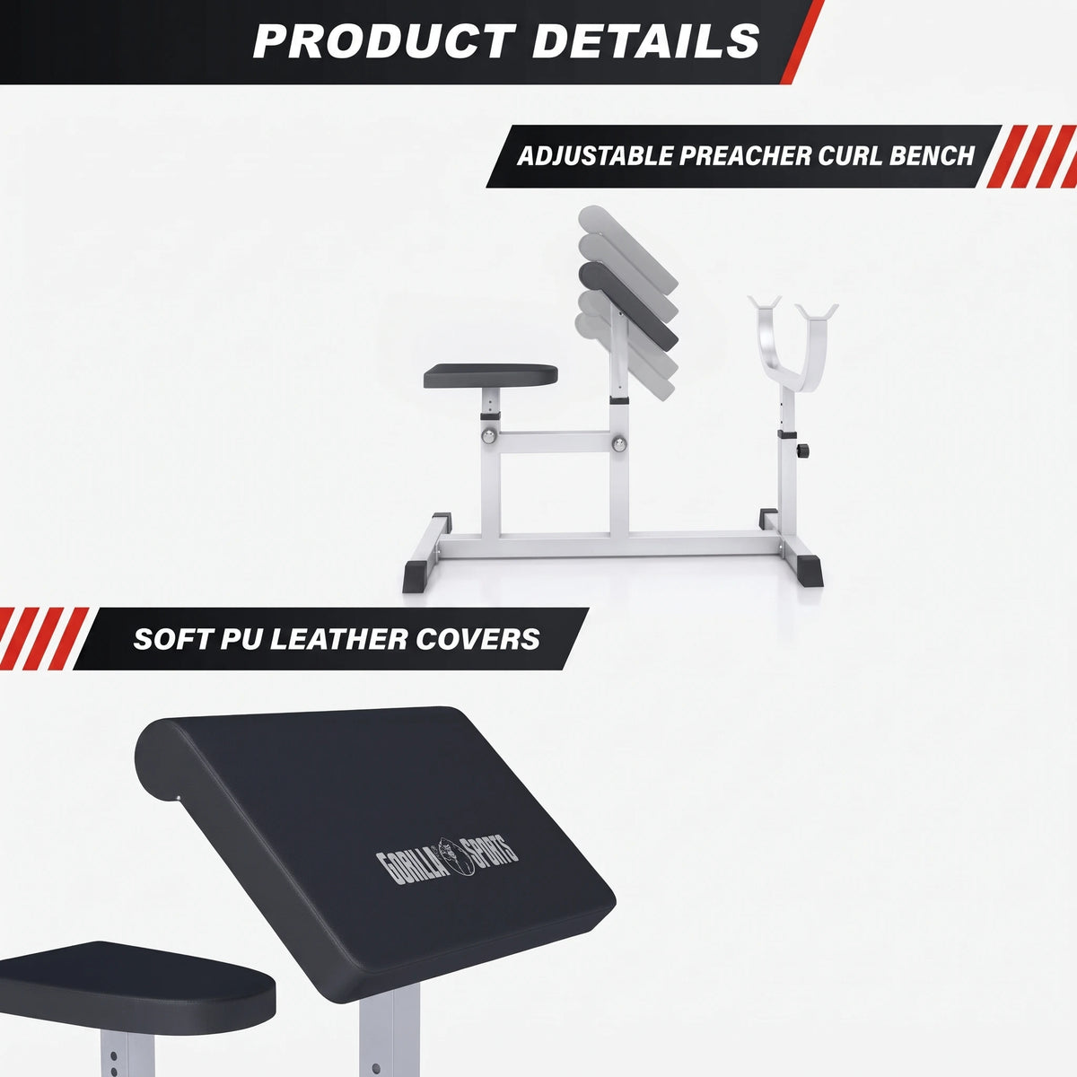 Sittande Curlbänk Preacher Curl från Gorilla Sports