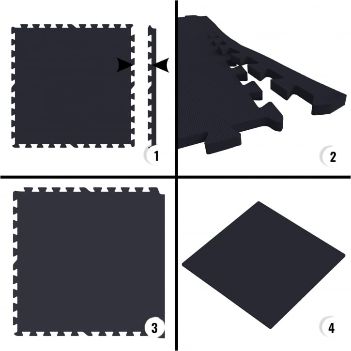 Gymgolv  från Gorilla Sports - set 8 - Puzzel - Svart - Närbilder