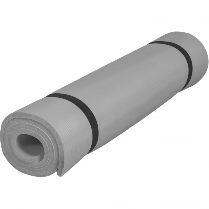 Hoprullad träningsmatta grå från gorillas sports, sidobild utan logga