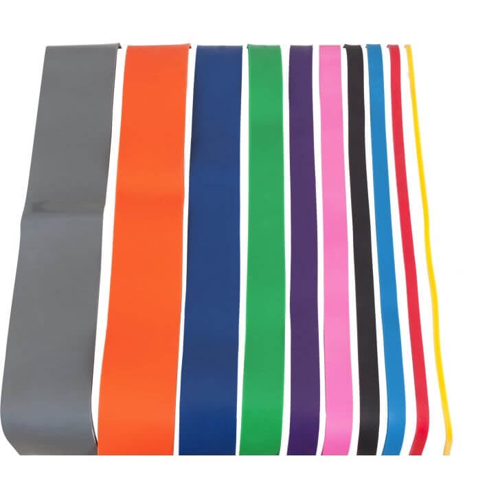 Långa gummiband i olika vikter från gorilla sports, alla gummiband