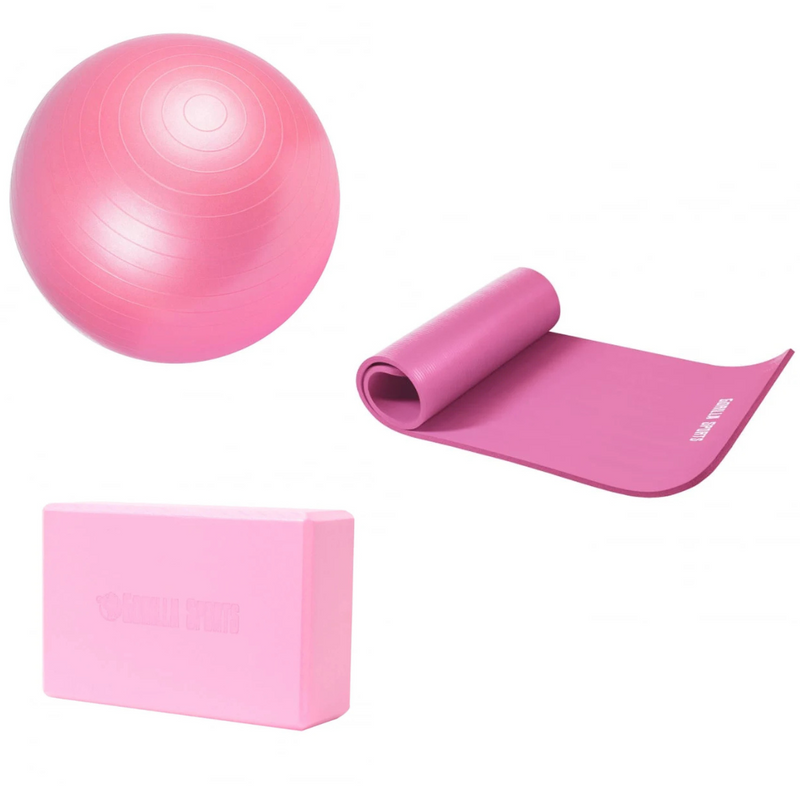 Matta, block och boll i rosa
