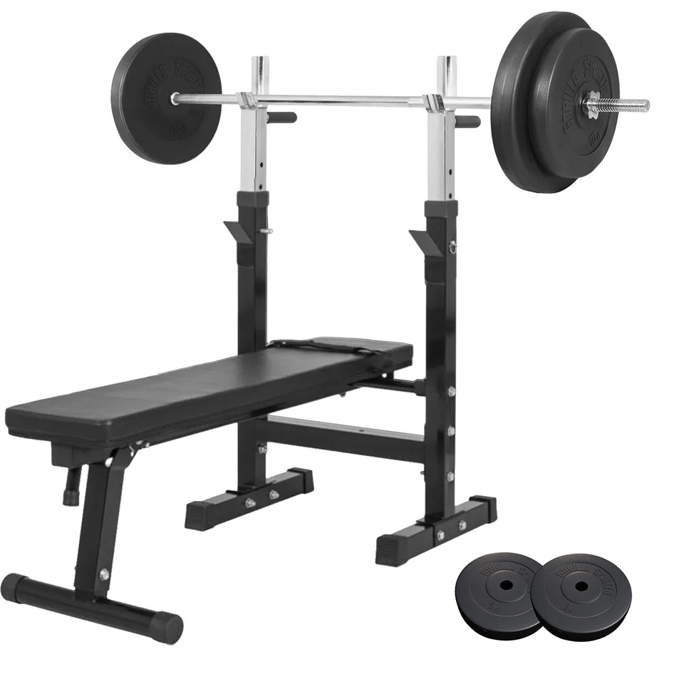 Bänkpress BLACK/WHITE Skivstång 60kg