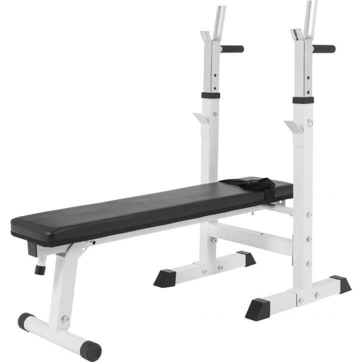 Bänkpress WHITE Skivstång Curlstång Hantelset Golv 100kg