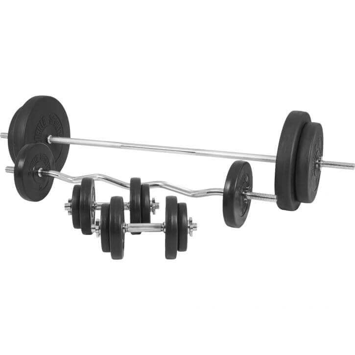 Bänkpress WHITE Skivstång Curlstång Hantelset 100kg